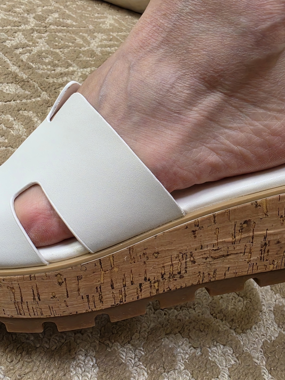 New,7,  Project Cloud White Cork Platform Slide Sandals - Women's Summer Shoes
